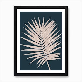 Palm Leaf Large Beige and Blue Art Print