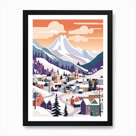 Vintage Winter Travel Illustration Troms Norway Art Print