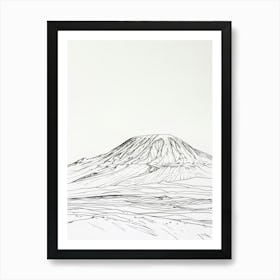 Mount Kilimanjaro Tanzania Line Drawing 1 Art Print