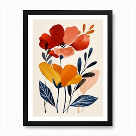 Botanical Tropical Leaves Groovy 8 Art Print