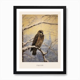 Vintage Winter Animal Painting Poster Falcon 2 Art Print