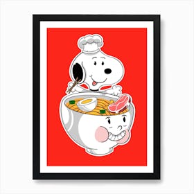 Snoopy Asian Ramen Art Print