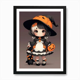 Cute Halloween Girl Art Print