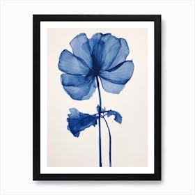 Blue Botanical Cyclamen 1 Art Print