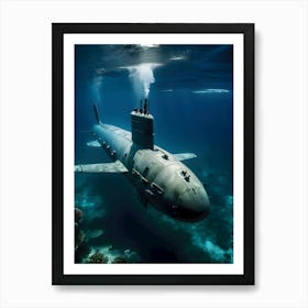 Submarine In The Ocean-Reimagined 41 Art Print