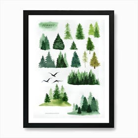 Watercolor Forest Art Print