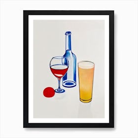 Caribbean Crush Picasso Line Drawing Cocktail Poster Art Print