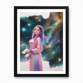 Chinese Girl In Space Art Print