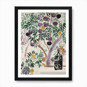 Plum Fruit Drawing 4 Art Print