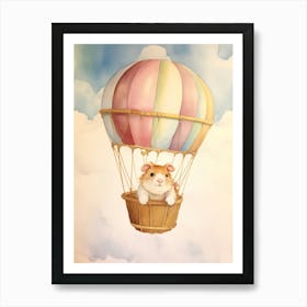 Baby Guinea Pig 2 In A Hot Air Balloon Art Print
