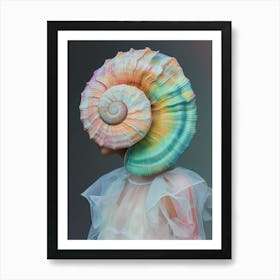 "Woman with Shell Crown in Colorful Portrait" Art Print