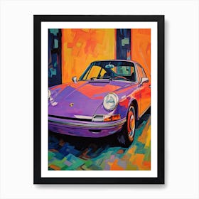 Porsche 911 Vintage Car Matisse Style Drawing Colourful 2 Art Print