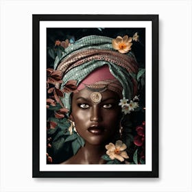 African Woman with Headress Art Print