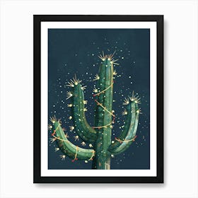 Christmas Cactus Plant Minimalist Illustration 5 Art Print