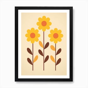 Three Yellow Flowers Art Print