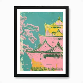 Hiroshima Castle Duotone Silkscreen 2 Art Print