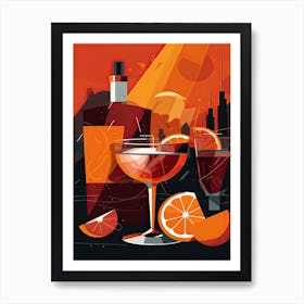 Negroni Cocktail Mid Century Modern 3 Art Print