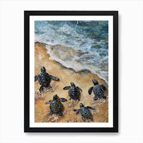 Baby Turtles Making Their Way To The Ocean 1 Art Print