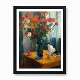 Gladioli With A Cat 3 Art Print