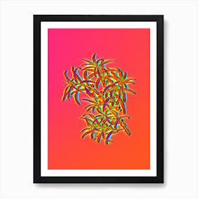 Neon Common Sea Buckthorn Botanical in Hot Pink and Electric Blue n.0230 Art Print