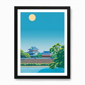 Tokyo Imperial Palace 5 Colourful Illustration Póster