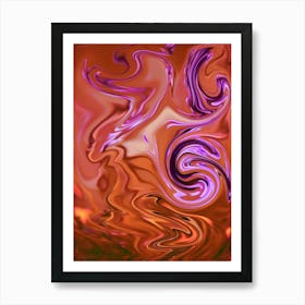 Abstract Swirls purple and brown Art Print