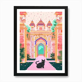 Black Cat At Patrika Gate   Indian Door Art Print