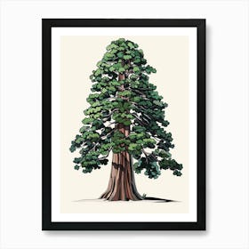 Sequoia Tree Pixel Illustration 2 Art Print