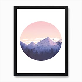 Round Pink Mountains Illustration Art Print