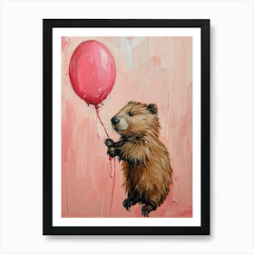 Cute Beaver 3 With Balloon Art Print