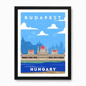 Budapest, Hungary — Retro travel minimalist art poster 1 Poster