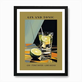 Gin And Tonic, Modern Minimalist Cocktail Art Print Poster