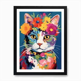 Cat With A Flower Crown Painting Matisse Style 3 Art Print