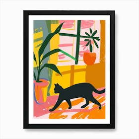 Cat Walking In Front Of Window Art Print