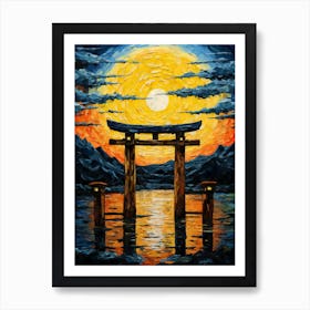 Aesthetic Japanese Shinto Shrine Torii Gate Impressionism Art Print