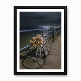 Cycle, flowers and cafe board Art Print