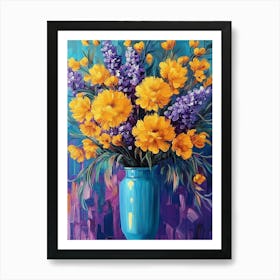 Flowers In A Blue Vase 1 Art Print