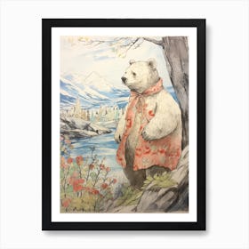Storybook Animal Watercolour Polar Bear 1 Art Print