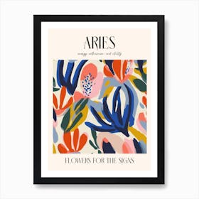 Flowers For The Signs Aries Zodiac Sign Art Print
