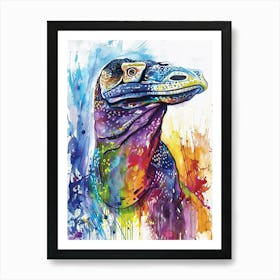 Komodo Dragon Colourful Watercolour 2 Art Print