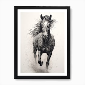 A Horse Painting In The Style Of Stippling 4 Art Print