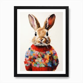 Baby Animal Wearing Sweater Rabbit 2 Art Print