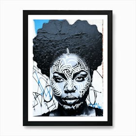 Graffiti Mural Of Beautiful Black Woman 212 Art Print