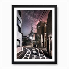 Quiet Street In Japan At Night Art Print
