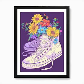 Retro Sneakers With Flowers 90s 6 Art Print