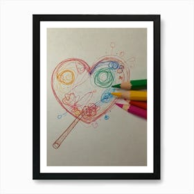 Heart With Crayons 1 Art Print