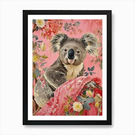 Floral Animal Painting Koala 1 Art Print