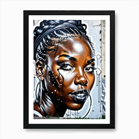 Graffiti Mural Of Beautiful Black Woman 375 Art Print