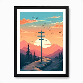 Sunset Road Sign Art Print