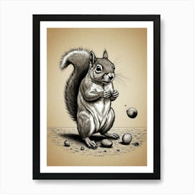 Squirrel With Nuts Canvas Print Art Print